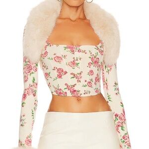 Guizio 2pc Floral Knit Corset Tank & Matching Bolero Extra Small XS